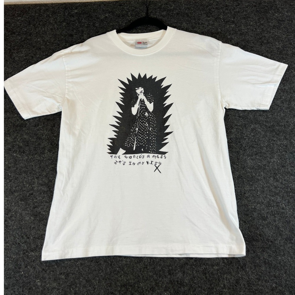 VTG X Band T Shirt Mens Large White The Worlds A Mess Its In My Kiss Punk Rock